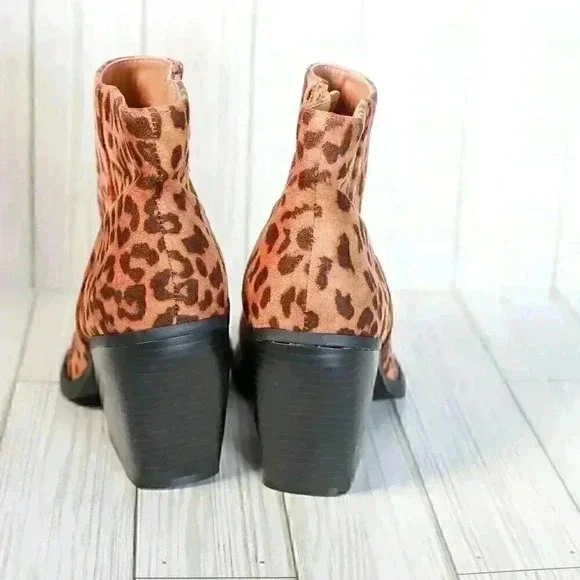 Madden Girl Leopard Print Ankle Bootie Womens 8.5 Block Heel Western Pointed Toe - Picture 7 of 12